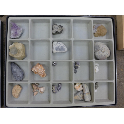 2095 - Box of minerals and gem stones with Treasure of the Earth catologues