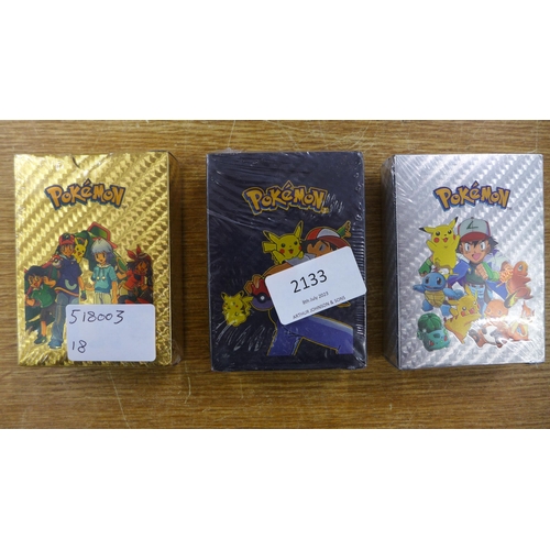 2133 - 3 sealed Pokemon card sets (gold/silver/black)