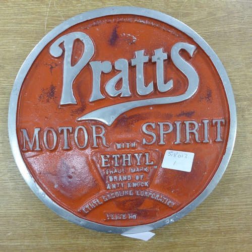 2139 - Pratts Motor Oil cast aluminium sign