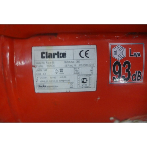 2204 - Clarke Racer 55 air compressor - failed electrical safety test due to damaged cable - sold as scrap ... 