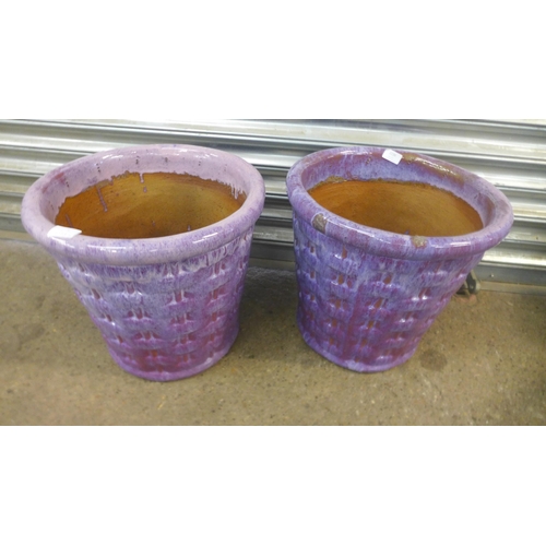 2236 - Pair of glazed purple planters