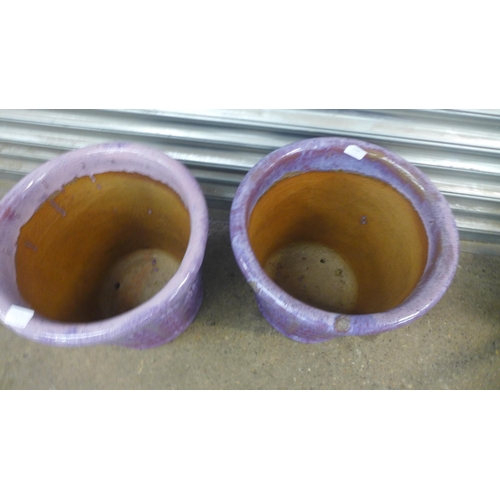 2236 - Pair of glazed purple planters