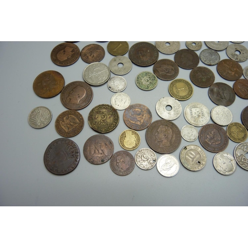 1020 - French and Portuguese coins, some 19th Century