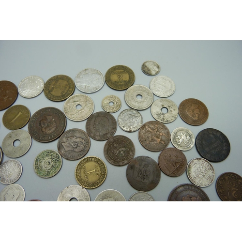 1020 - French and Portuguese coins, some 19th Century