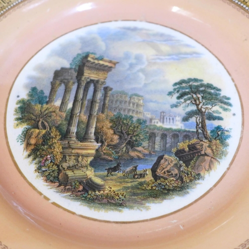 614 - Four Victorian Pratt ware plates