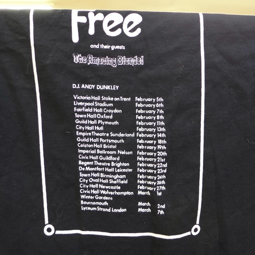 615 - A Free 1971 UK Tour T-shirt with book and original framed flyer of venues, T-shirt size large