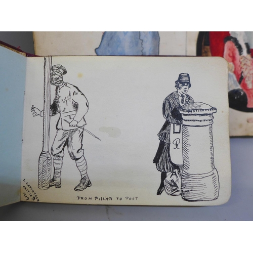 616 - Two small Edwardian albums containing sketches, paintings and verse