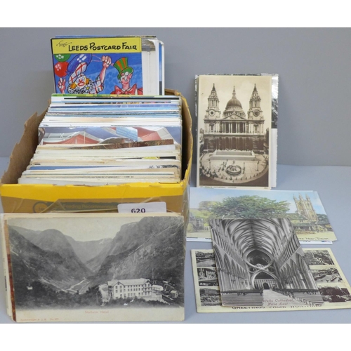 620 - Postcards; a box of postcards, vintage to modern