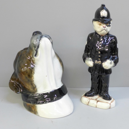625 - A Manor Collectables Sgt. Mog figure and Staffordshire Bull Terrier wall mounted plaque