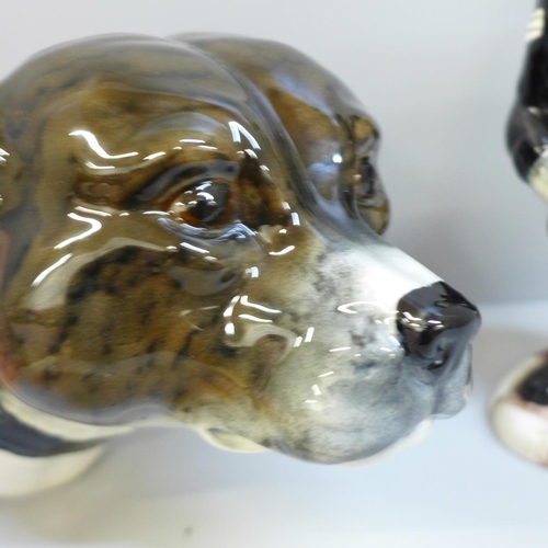 625 - A Manor Collectables Sgt. Mog figure and Staffordshire Bull Terrier wall mounted plaque