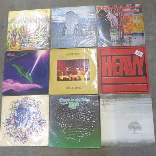 651 - Twelve rock LP records, Yes, Rory Gallagher, Genesis, Jefferson Airplane, Deep Purple, Baker Gurvitz... 