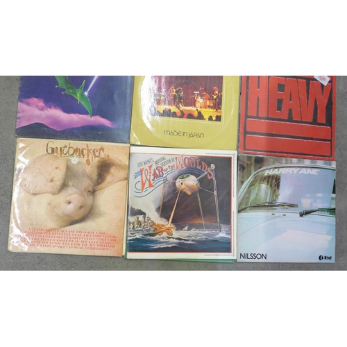 651 - Twelve rock LP records, Yes, Rory Gallagher, Genesis, Jefferson Airplane, Deep Purple, Baker Gurvitz... 