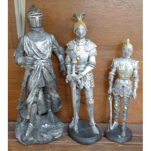 659 - A collection of Knight figures, two on horseback, one a/f