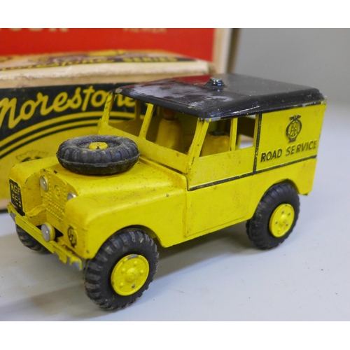 673 - Two Pelham puppets, an AA Road Service Land Rover Series model vehicle, a stagecoach and a Paterson ... 