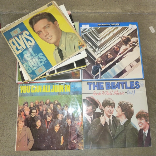 695 - LP records; Phantom of the Opera with original programme, also Beatles, 10CC, Supertramp, Elvis Pres... 