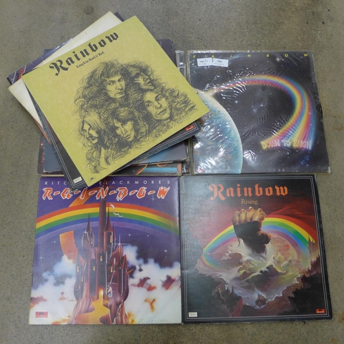704 - Fifteen rock LP records, Rainbow, Roy Wood, Deep Purple, Thin Lizzy, Status Quo, etc.