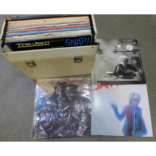 709 - A box of LP records, Tina Turner, The Jam, Bee Gees, Beach Boys, etc., 1960s onwards