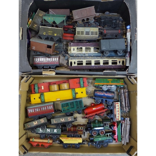 719 - Two boxes of Hornby O gauge and other model rail