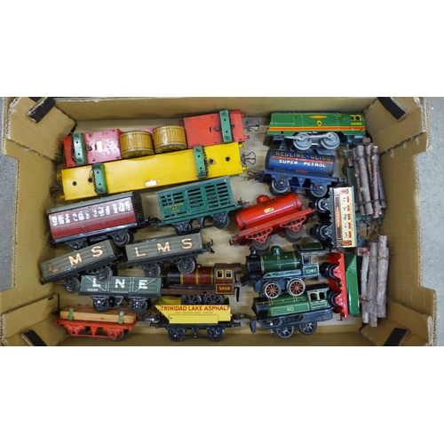 719 - Two boxes of Hornby O gauge and other model rail