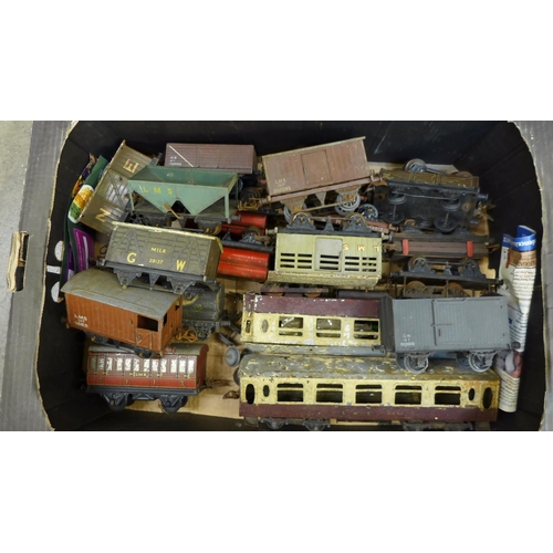 719 - Two boxes of Hornby O gauge and other model rail