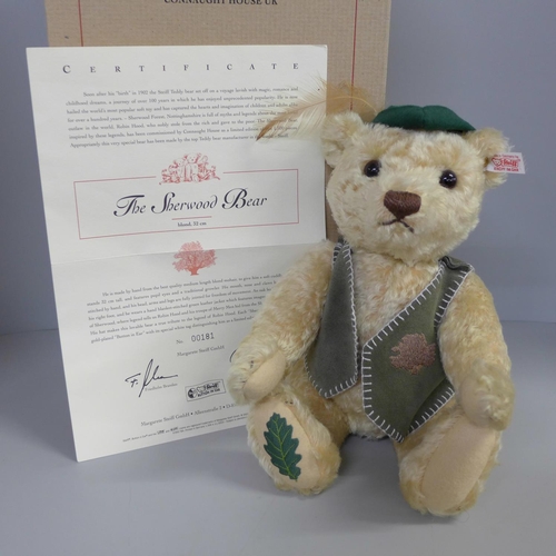 724 - A Steiff limited edition mohair Teddy bear, The Sherwood Bear, boxed, complete