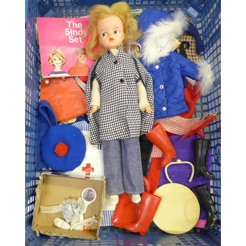 727 - A vintage 1960's Pedigree Sindy doll, a/f, with 1960's clothes and accessories
