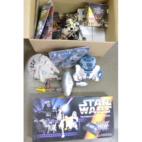 752 - Star Wars;- figures, model vehicles, Podracer, Jedi Dex, a Star Wars The Interactive Video Board Gam... 