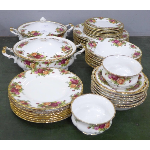 753 - A Royal Albert dinner service including two tureens, eight setting, one cereal bowl missing