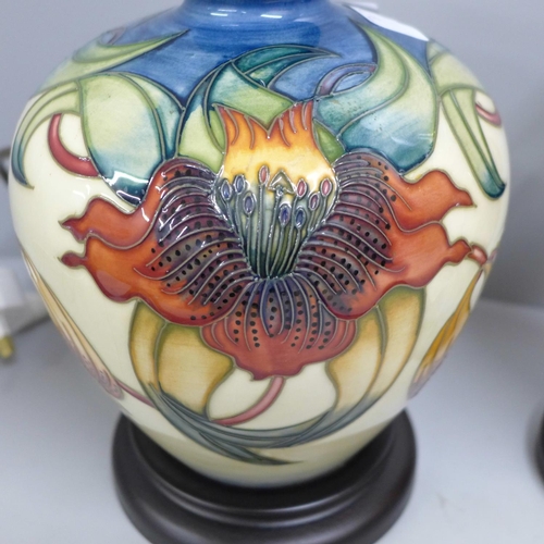 760 - Two Moorcroft Anna Lily table lamps, 20cm and 19cm