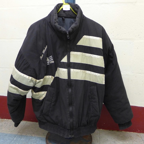763 - A 1980s JPS Norton, Ron Haslam Motorcycle Racing Team jacket - size small