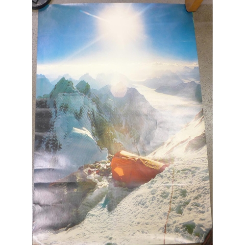 768 - Three mountaineering posters signed by Doug Scott