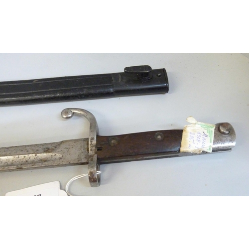 787 - A Mauser bayonet, numbered 4359, with scabbard