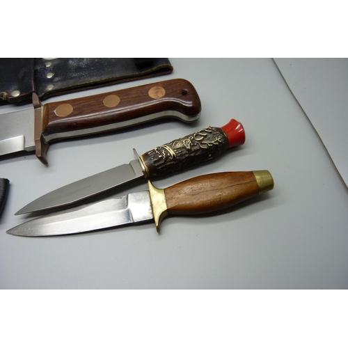 791 - Three knives, one with antler handle with blade marked Solingen