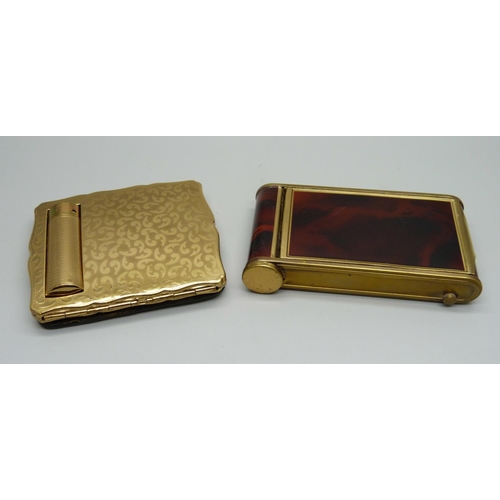 835 - Two vintage compacts with lipstick holders including an unused Stratton