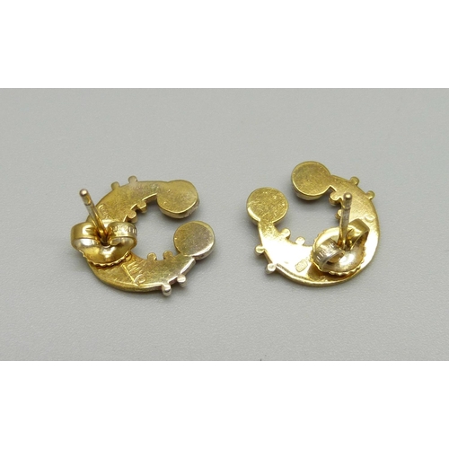 904 - A pair of silver gilt Arts and Crafts style earrings