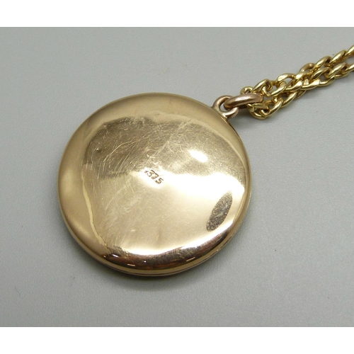 916 - A 9ct gold and diamond set locket on a 9ct gold chain, 13.5g, chain 60cm