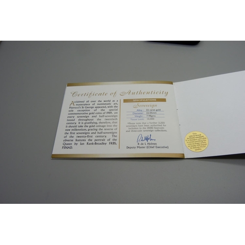 922 - A Royal Mint 2000 UK Millennium gold proof sovereign with original box and paperwork