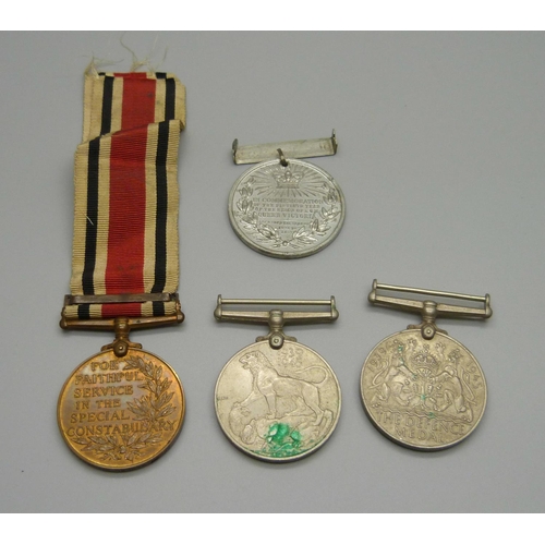 927 - Two WWII medals, a Special Constabulary medal to Sergt. Samuel Horsefield and a Victoria Jubilee med... 