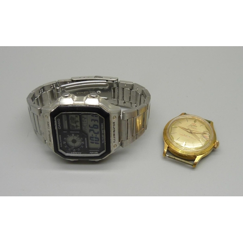 930 - Two wristwatches, Casio World Time and Tenor waterproof automatic