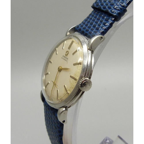 941 - An Omega automatic wristwatch, the case back bears inscription dated 1949, (crown not Omega)