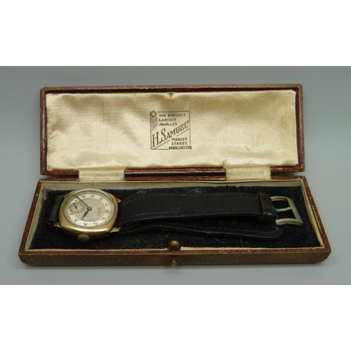 974 - A 9ct gold cased Everite wristwatch and a Thomas Russell wristwatch lacking glass