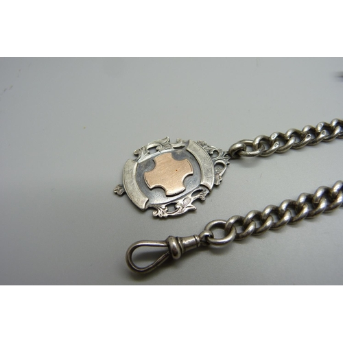 985 - A silver Albert chain and fob, each graduated link marked, 84.6g