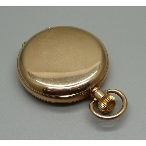 999 - A gold plated full hunter pocket watch with long service inscription to inner cuvette