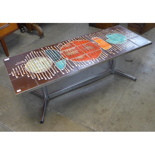 1 - A Belgian Juliette Belarti chrome and tiled ceramic top rectangular coffee table