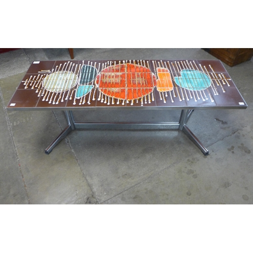 1 - A Belgian Juliette Belarti chrome and tiled ceramic top rectangular coffee table