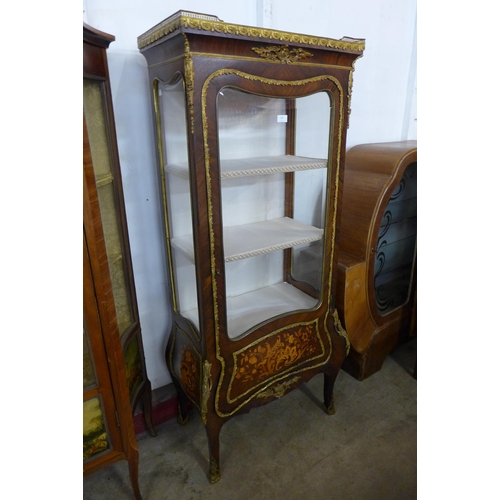 133 - A French Louis XV style marquetry inlaid rosewood and gilt metal mounted vitrine