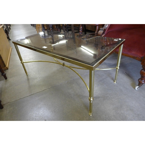 170 - An Italian brass and glass topped rectangular coffee table