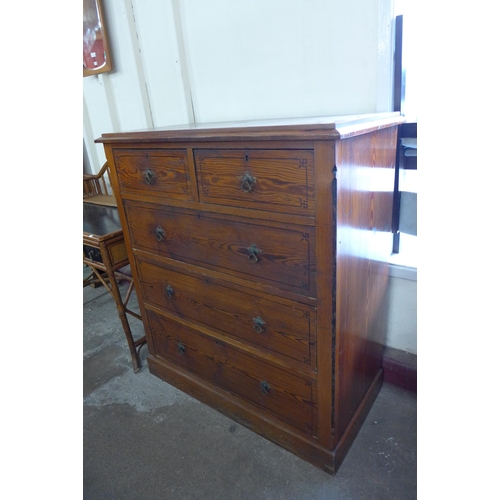 171 - A Victorian Aesthetic Movement pitch pine chest of drawers