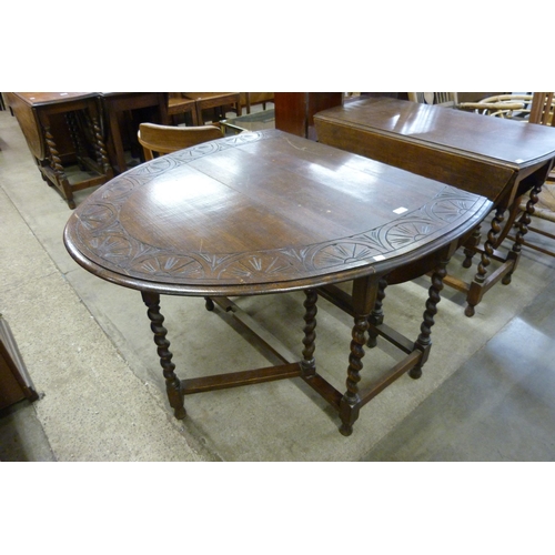 205 - Two early 20th Century oak barleytwist gateleg tables