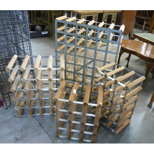 280 - Four pine and aluminium wine racks